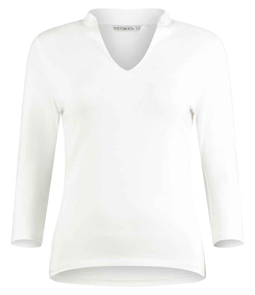 Dames Top met 3/4 Mouwen en Mandarin Kraag