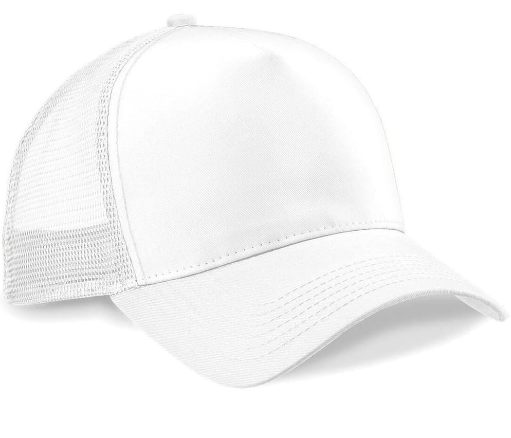 Beechfield Half Mesh Trucker in WHITE/WHITE